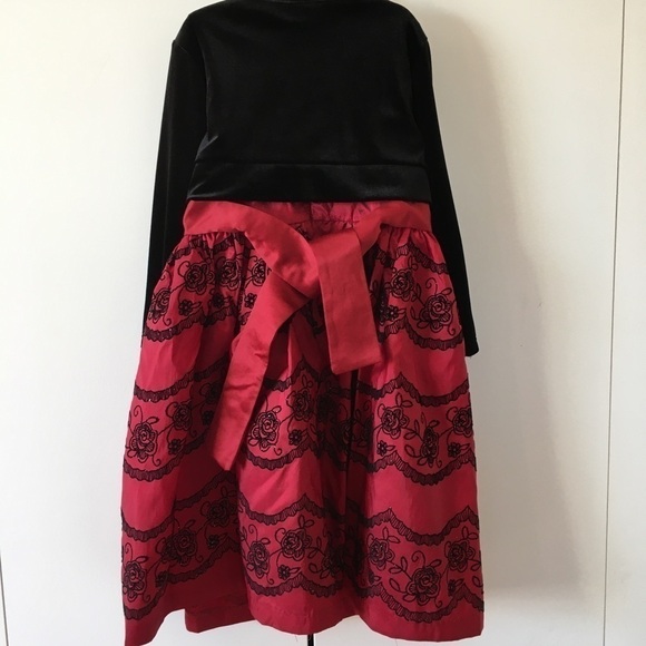 Jayne Copeland Little Girls Red Black 2-Pcs Holliday Dress with Cardigan Size 5 - Picture 2 of 16